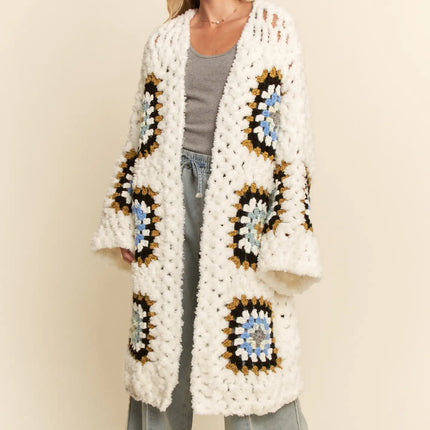 DAVI & DANI  Print Long Sleeves Button Down Cardigan