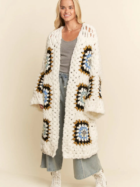 DAVI & DANI  Print Long Sleeves Button Down Cardigan