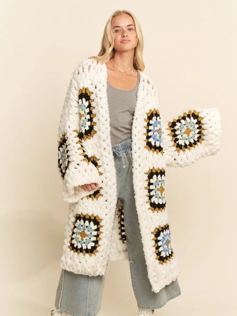 DAVI & DANI  Print Long Sleeves Button Down Cardigan