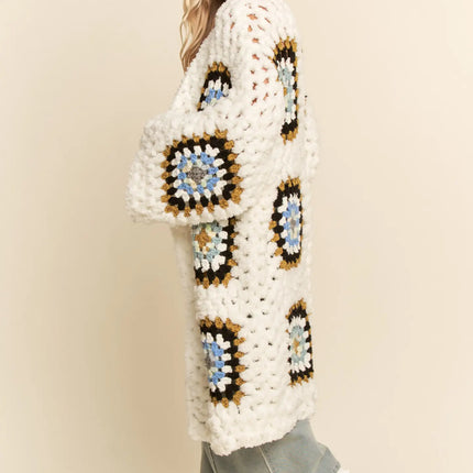 DAVI & DANI  Print Long Sleeves Button Down Cardigan