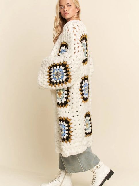 DAVI & DANI  Print Long Sleeves Button Down Cardigan