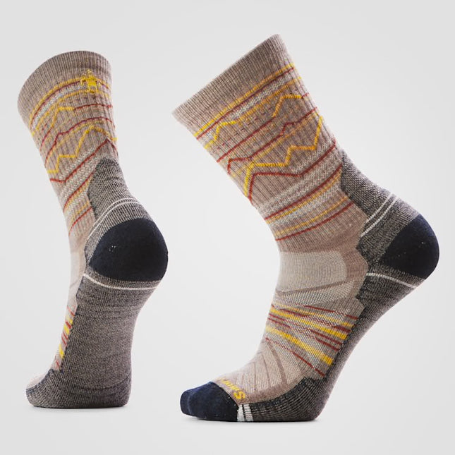 Smartwool Hike Mountain Range Pattern Crew Socks - (Unisex) - Fossil