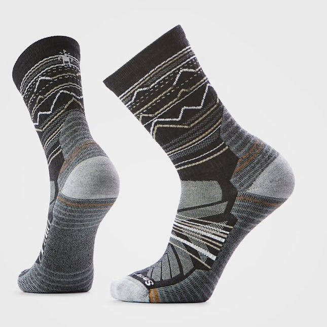 Smartwool Hike Mountain Range Pattern Crew Socks - (Unisex) - Charcoal