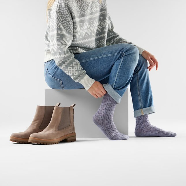 SMARTWOOL EVERYDAY CABLE CREW SOCKS - (UNISEX) - NAVY, CHALK VIOLET & BLACK