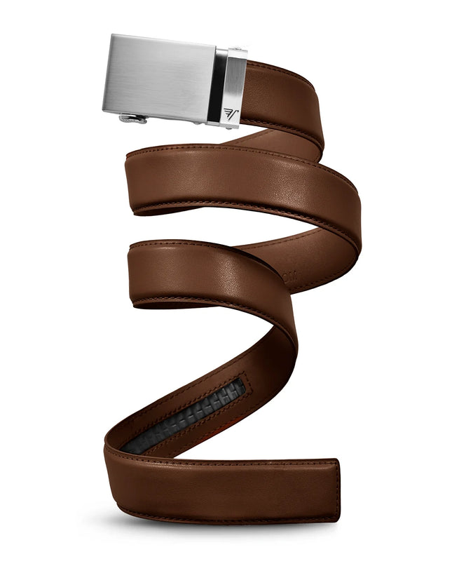 MISSION BELT| STEEL - IN MOCHA BROWN LEATHER
