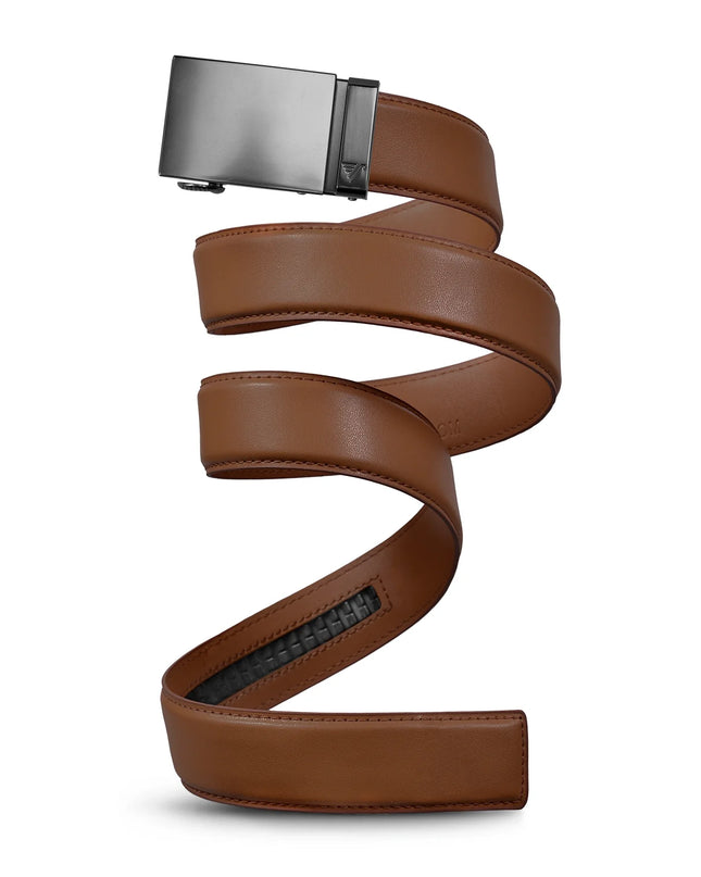 MISSION BELT| GUN METAL - IN TAN BROWN