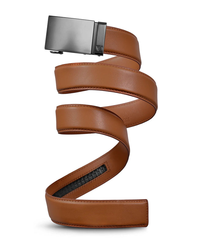 MISSION BELT| GUN METAL - IN LIGHT BROWN