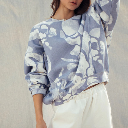 Urban Daizy Abstract Cloud Dye Oversized Sweatshirt - Vintage Indigo