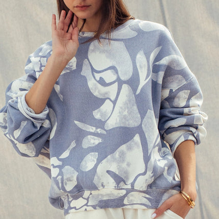 Urban Daizy Abstract Cloud Dye Oversized Sweatshirt - Vintage Indigo