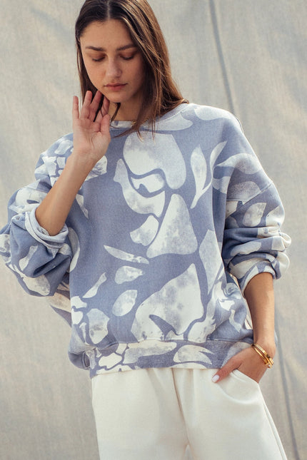 Urban Daizy Abstract Cloud Dye Oversized Sweatshirt - Vintage Indigo