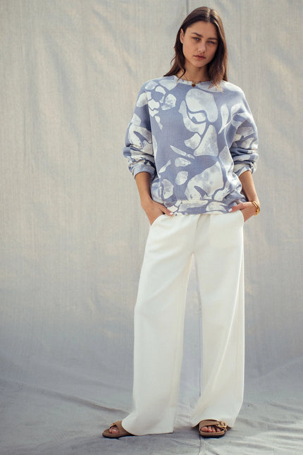 Urban Daizy Abstract Cloud Dye Oversized Sweatshirt - Vintage Indigo