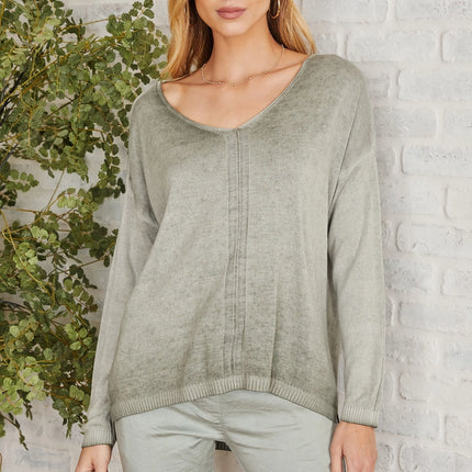 MILIO MILANO Mineral Wash Sweater - Army Green