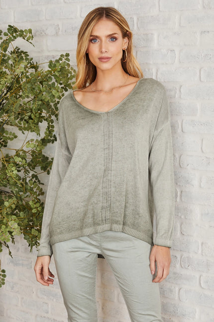 MILIO MILANO Mineral Wash Sweater - Army Green