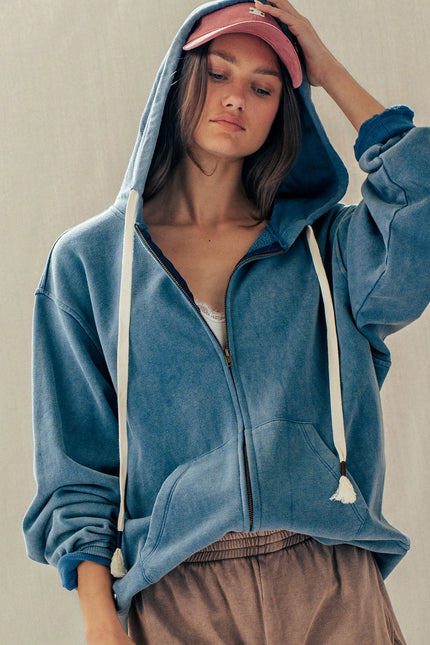Urban Daizy Vintage-Wash Zip-Up Hoodie
