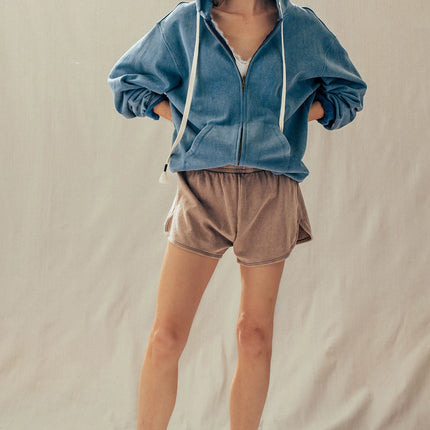 Urban Daizy Vintage-Wash Zip-Up Hoodie