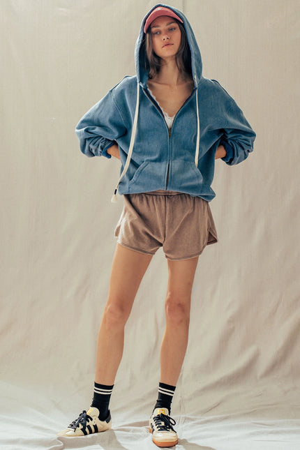 Urban Daizy Vintage-Wash Zip-Up Hoodie