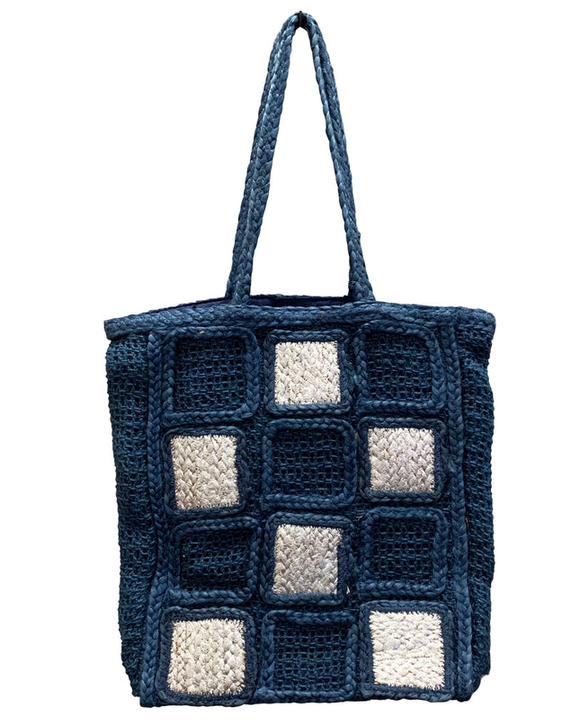 Chloe & Lex Jute Squares Tote Bag