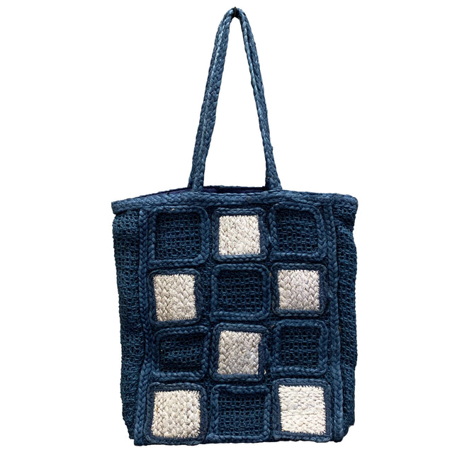 Chloe & Lex Jute Squares Tote Bag
