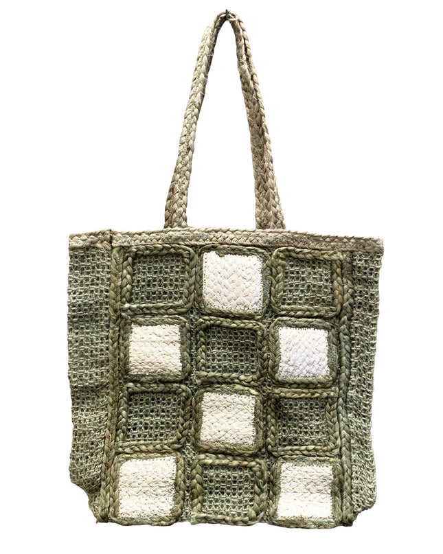 Chloe & Lex Jute Squares Tote Bag