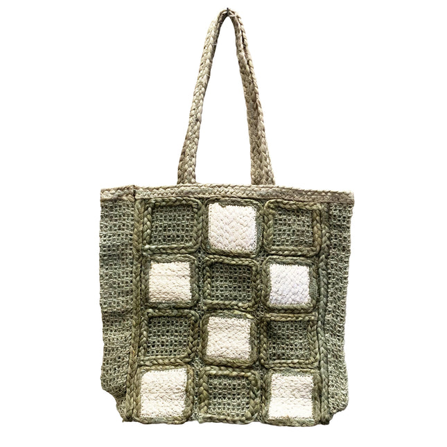 Chloe & Lex Jute Squares Tote Bag