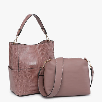 JEN & CO Abby Lizard 2-in-1 Bucket Bag w/ Guitar Strap