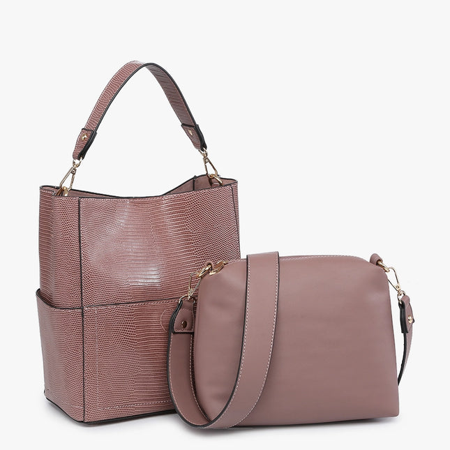 JEN & CO Abby Lizard 2-in-1 Bucket Bag w/ Guitar Strap