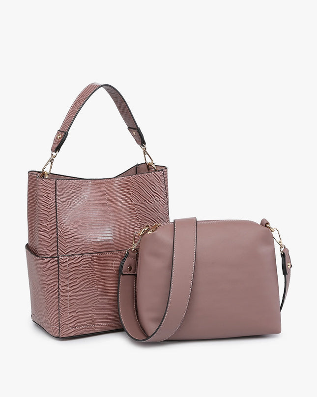 JEN & CO Abby Lizard 2-in-1 Bucket Bag w/ Guitar Strap