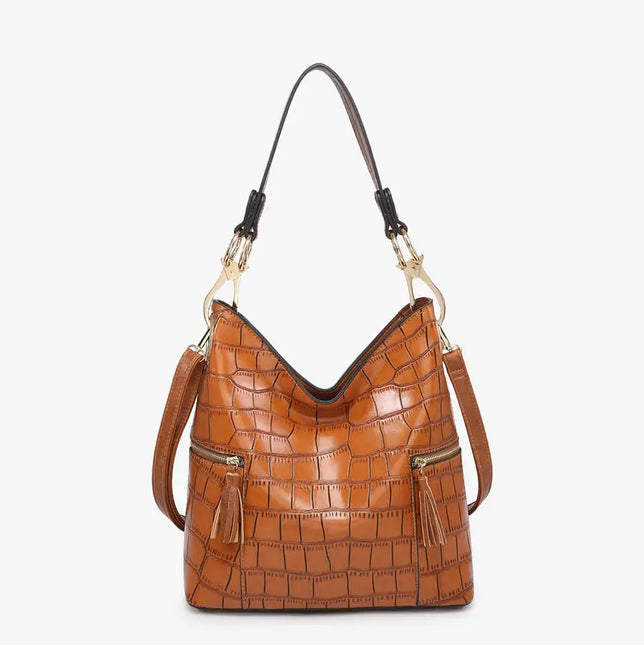 JEN & CO Rochelle Crocodile Print Hobo Bag