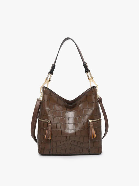 JEN & CO Rochelle Crocodile Print Hobo Bag