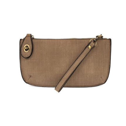 Faux Linen Crossbody Wristlet Clutch