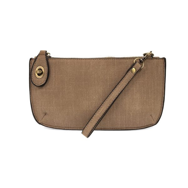 Faux Linen Crossbody Wristlet Clutch