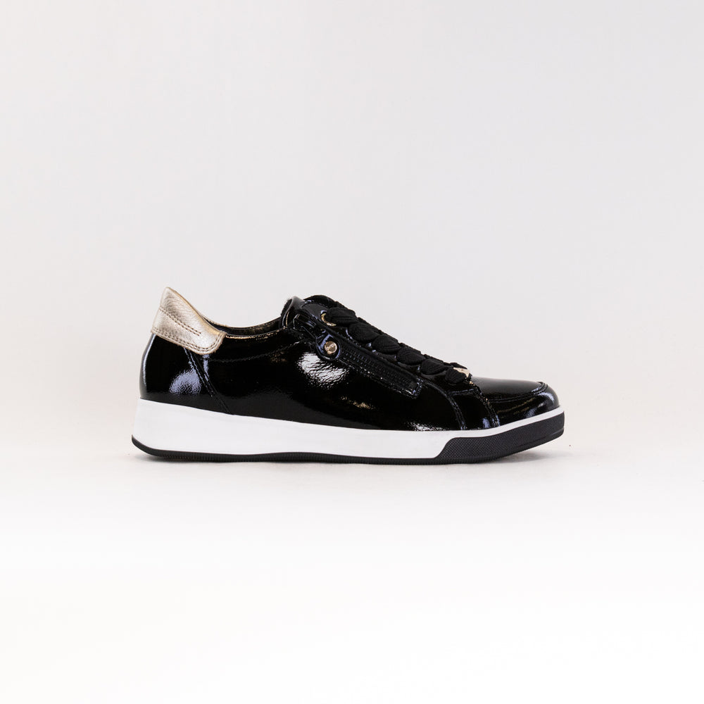 Ara Rei Low Double Zip Sneaker (Women's) - Black Patent