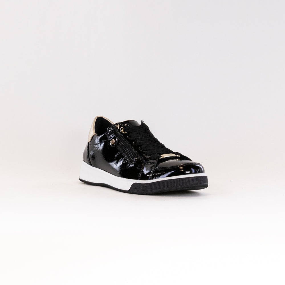 Ara Rei Low Double Zip Sneaker (Women's) - Black Patent