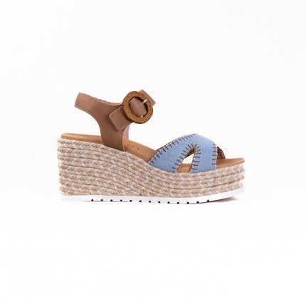 Naot Majorca (Women's) - Latte Brown Leather W/ Denim
