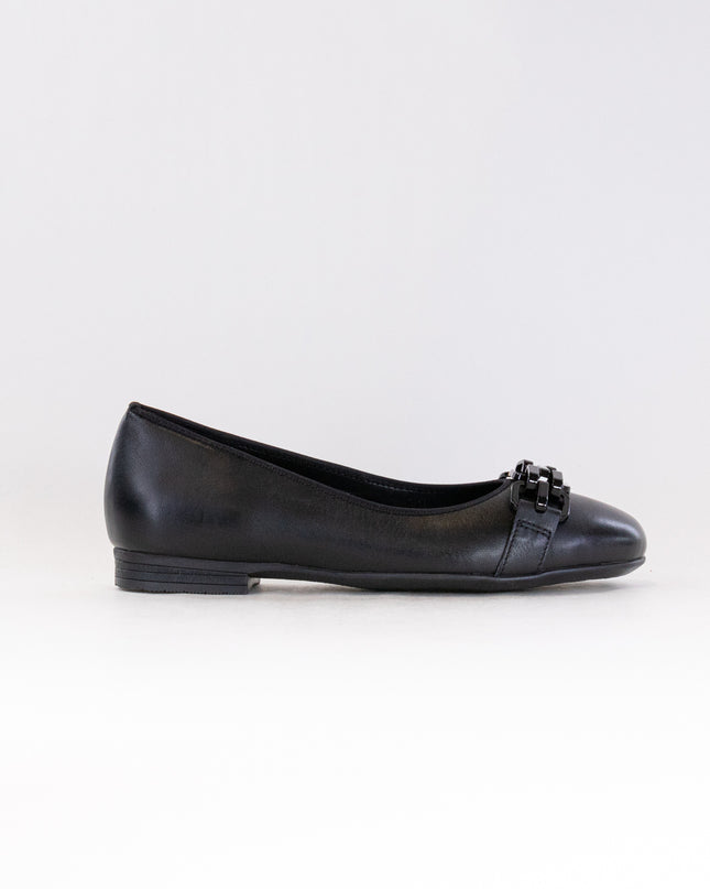 Ara Scout Chain Ballet Flat (Women's) - Black Leather