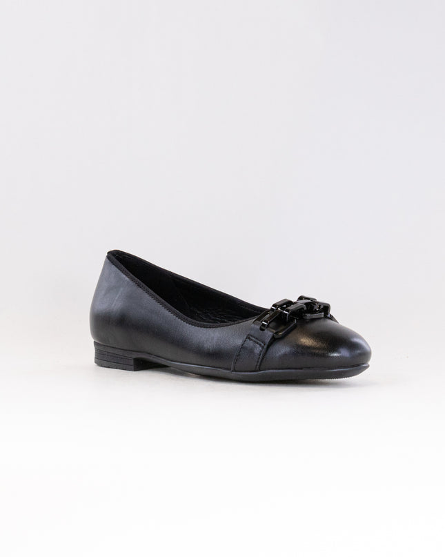 Ara Scout Chain Ballet Flat (Women's) - Black Leather