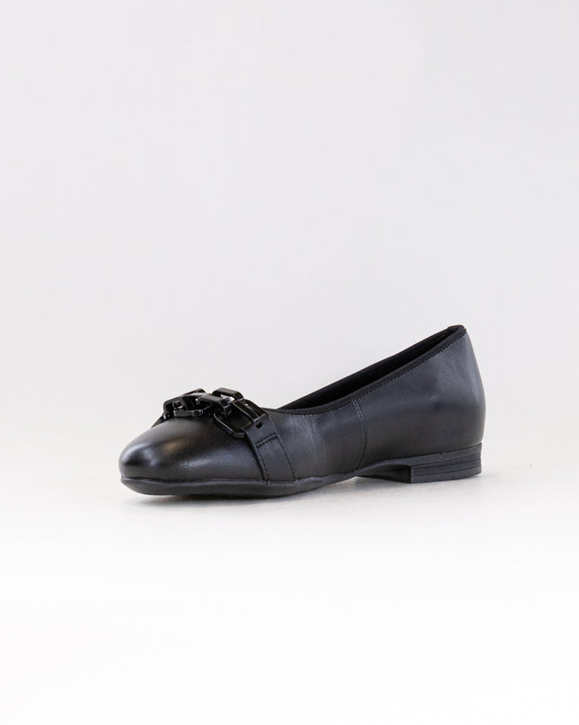 Ara Scout Chain Ballet Flat (Women's) - Black Leather
