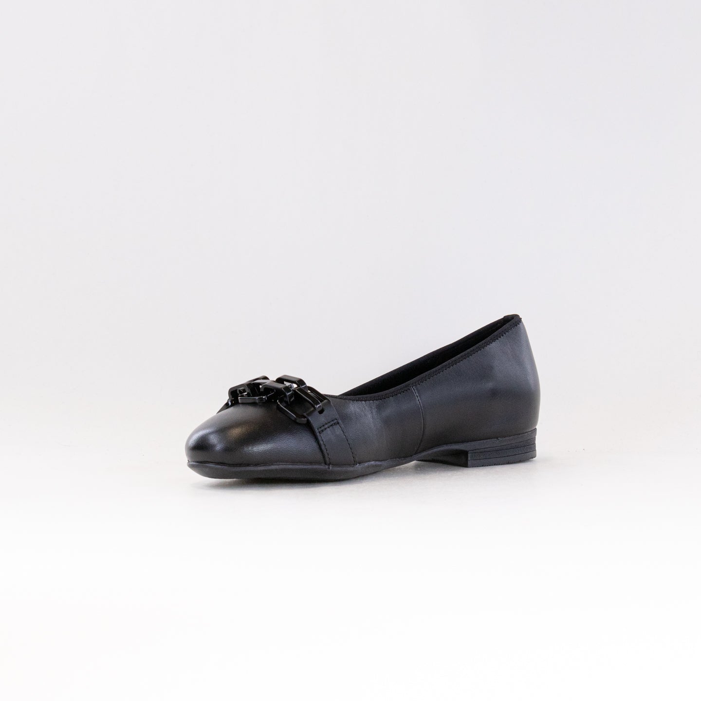 Ara Scout Chain Ballet Flat (Women's) - Black Leather