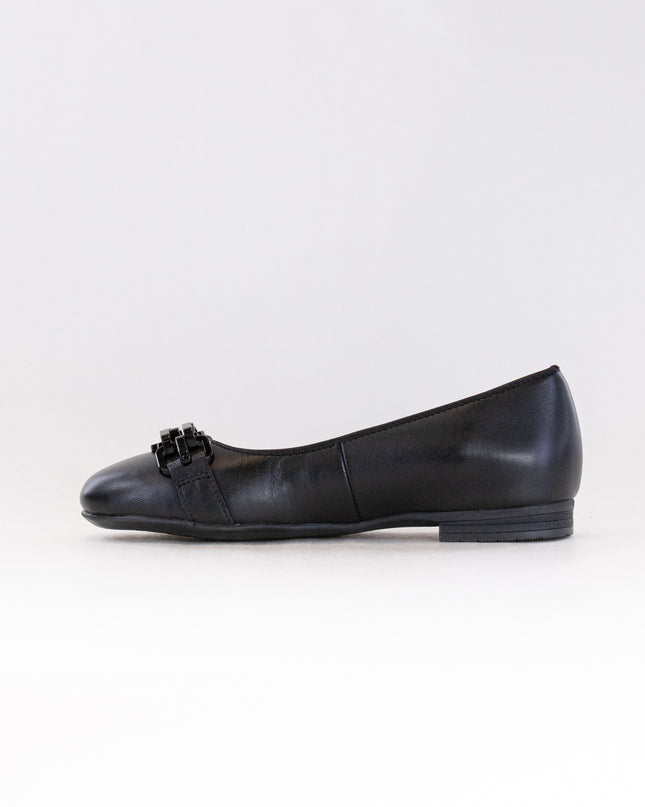 Ara Scout Chain Ballet Flat (Women's) - Black Leather
