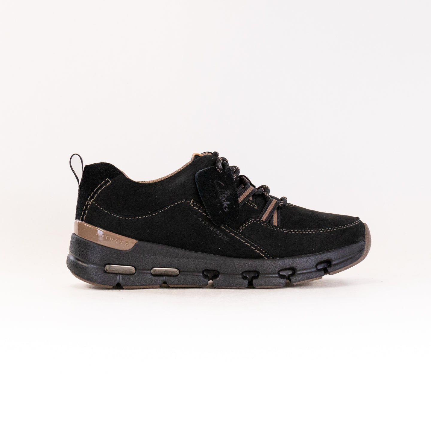 Clarks Nature X Tie Waterproof (Women's) Black Combi Nubuck