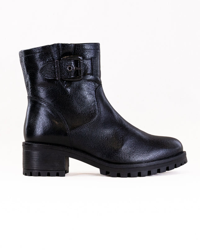 Eric Leah (Women's) - Black Metallic Leather with Fur