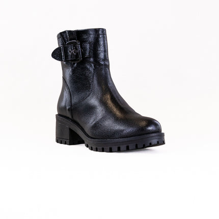 Eric Leah (Women's) - Black Metallic Leather with Fur