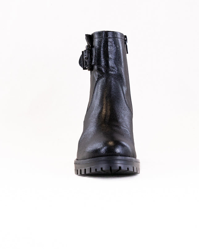 Eric Leah (Women's) - Black Metallic Leather with Fur