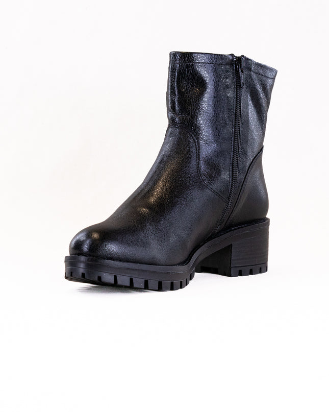 Eric Leah (Women's) - Black Metallic Leather with Fur