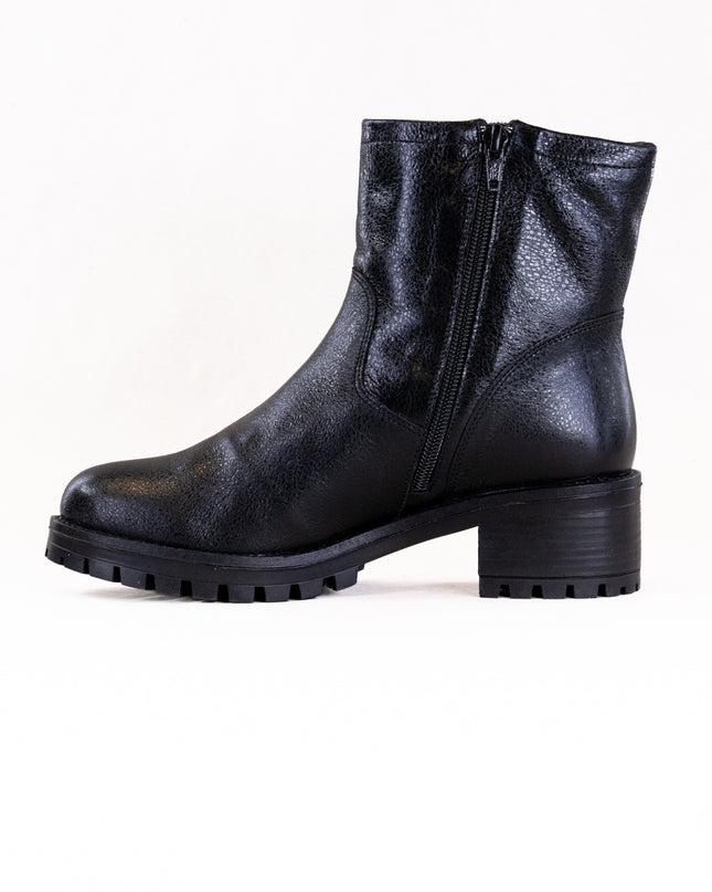 Eric Leah (Women's) - Black Metallic Leather with Fur