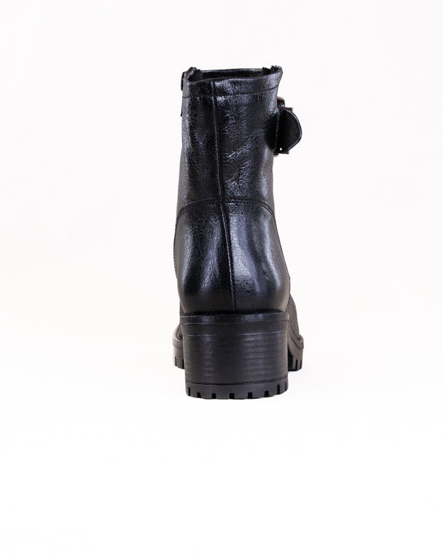 Eric Leah (Women's) - Black Metallic Leather with Fur