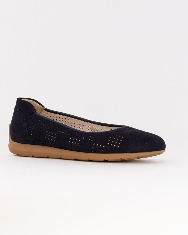 Ara Sarah Perf Ballet Flat (Women's) - Navy Nubuck