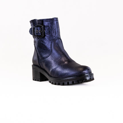 Eric Leah (Women's) - Blue Metallic Leather with Fur