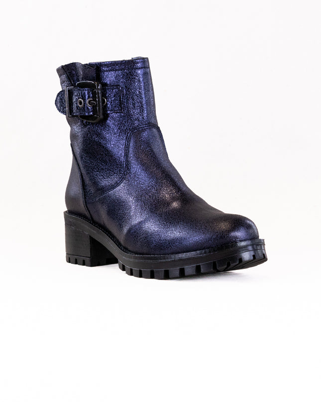 Eric Leah (Women's) - Blue Metallic Leather with Fur