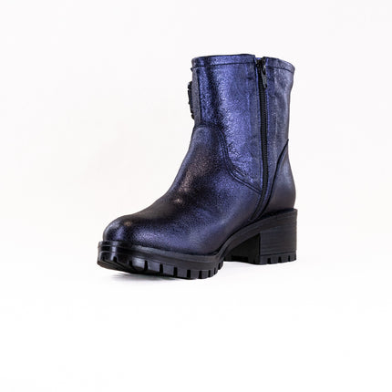 Eric Leah (Women's) - Blue Metallic Leather with Fur